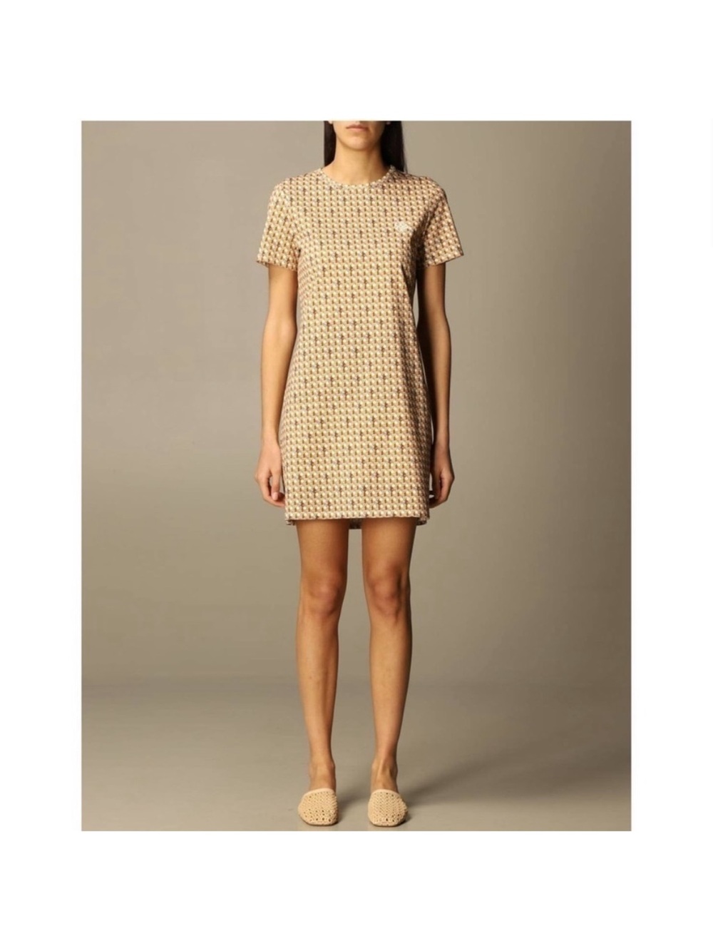 Tory Burch - logo cane print cotton T-shirt dress